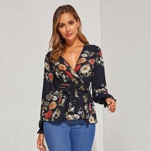 Self tie belted blouse